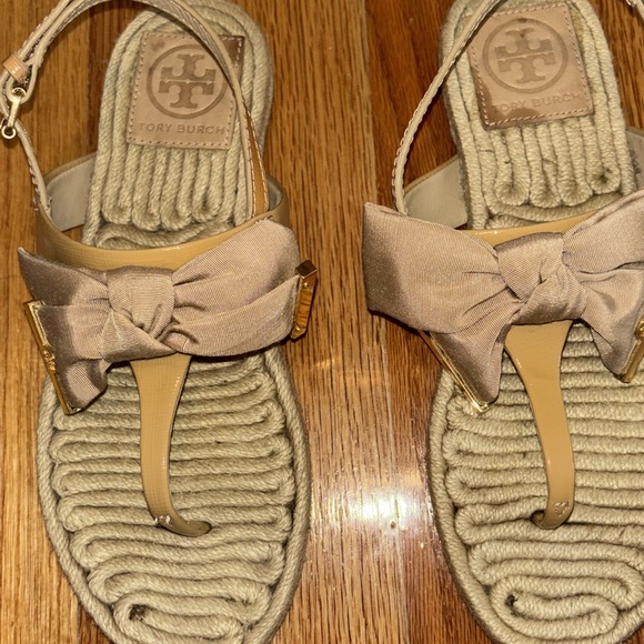 Tory Burch Penny Flat Bow Espadrille Thong Sandal - Picture 7 of 10